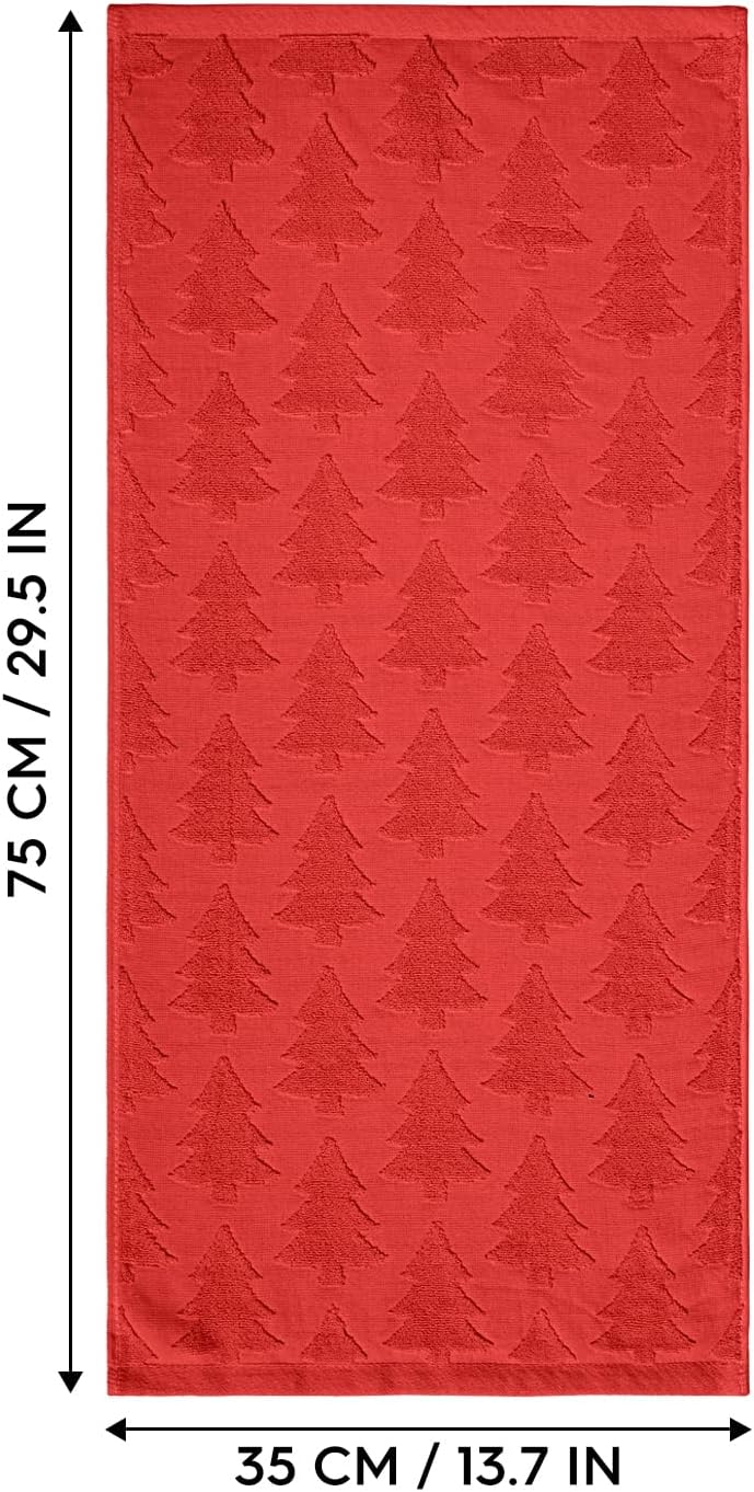 Artoid Mode 2 Pcs Red 3D Xmas Tree Jacquard Christmas Hand Towels for Bathroom, 100% Cotton Soft Absorbent Bathroom Decor Towels, 13.7 x 29.5 Inch - Image 8