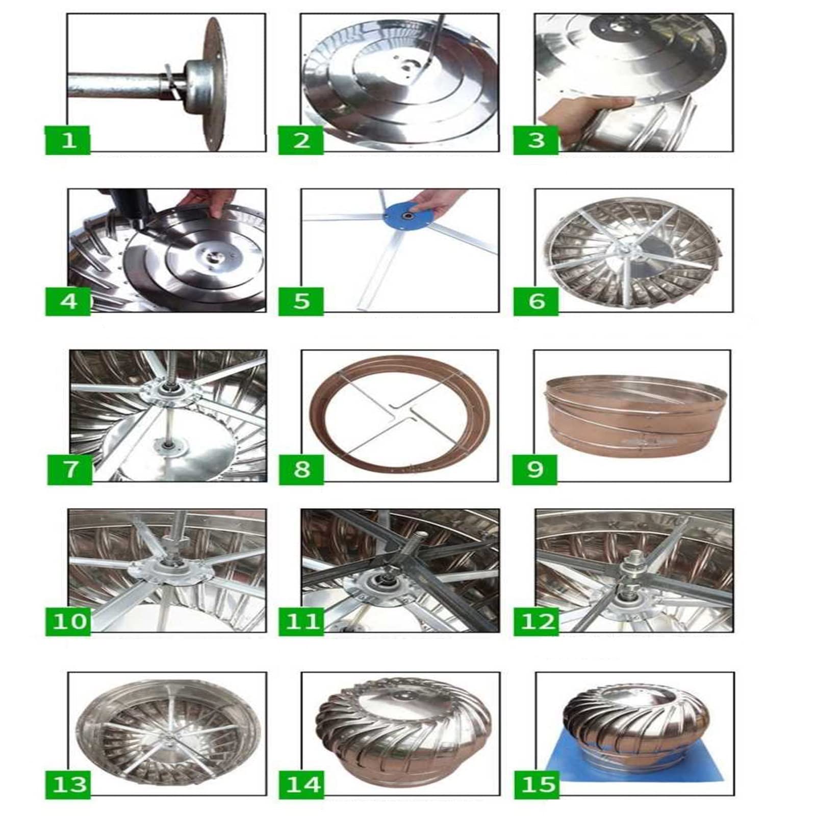 Cappello del camino, cappuccio del camino, ventilatore a turbina rotante, cappuccio del camino rotante in acciaio inossidabile, cappuccio del camino multiuso superiore, con cappuccio rotante for tubi