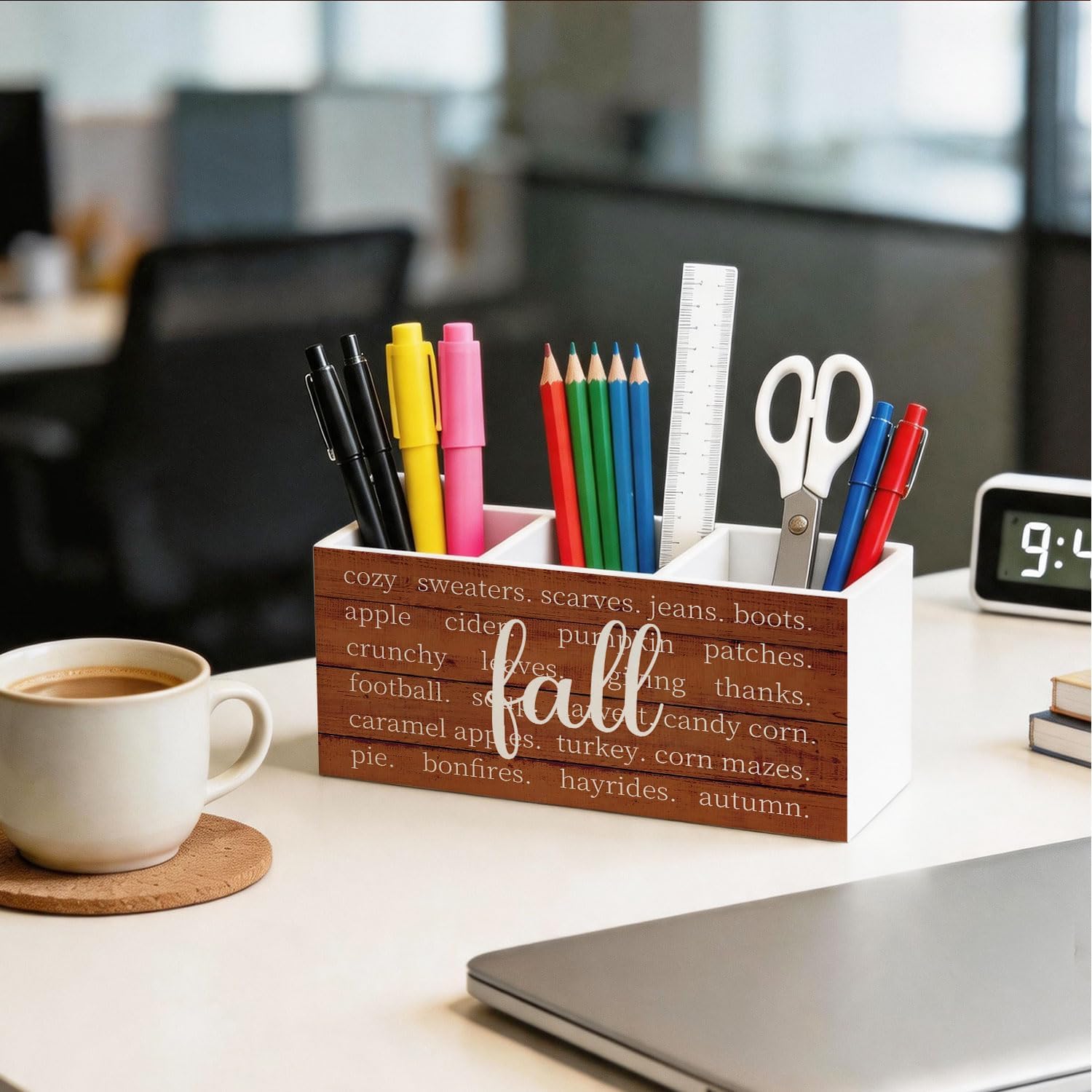 Cozy Rustic Fall Pen Holder for Desk Decor image 3