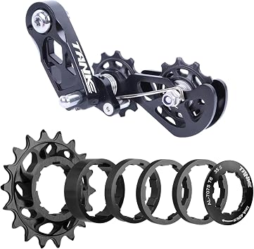 Single-Speed Chain Tensioner and 15T Single Speed Cassette-Black