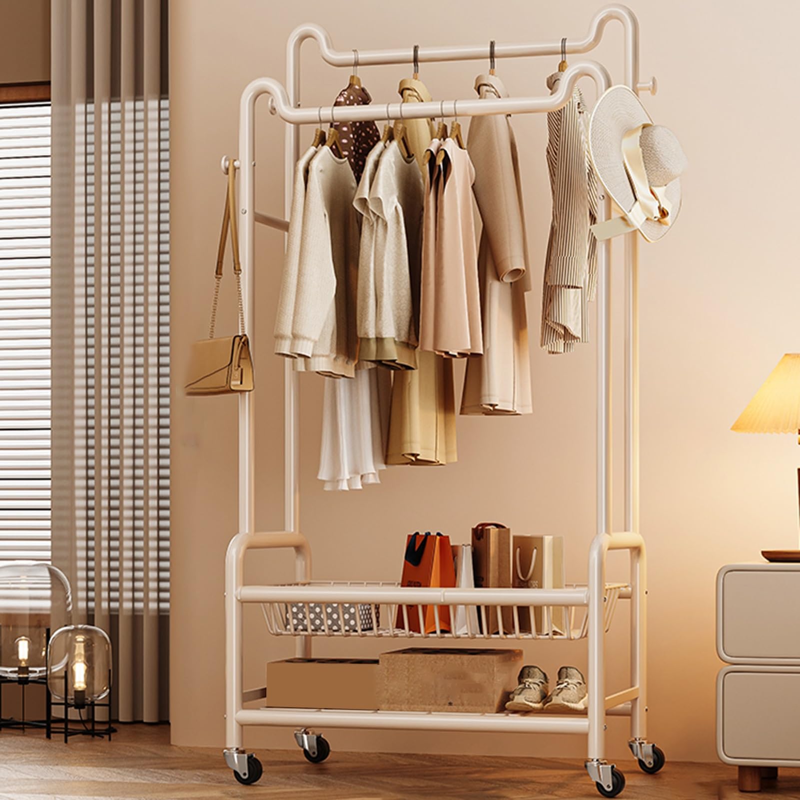 Portant à vêtements double tige 150 cm pour chambre | Penderie mobile