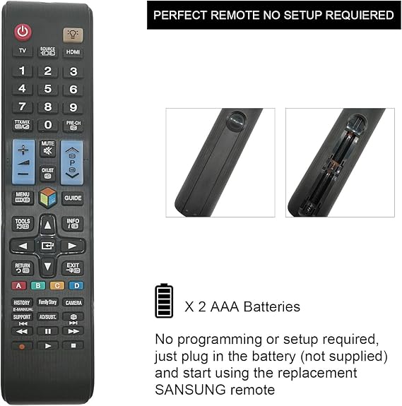 New Replacement Remote Control AA59-00582A AA59-00638A Suitable for All Samsung 3D LCD LED Smart TVs - No Installation Required TV Universal Remote Control BN59-01198Q AA59-00581A AA59-00638A