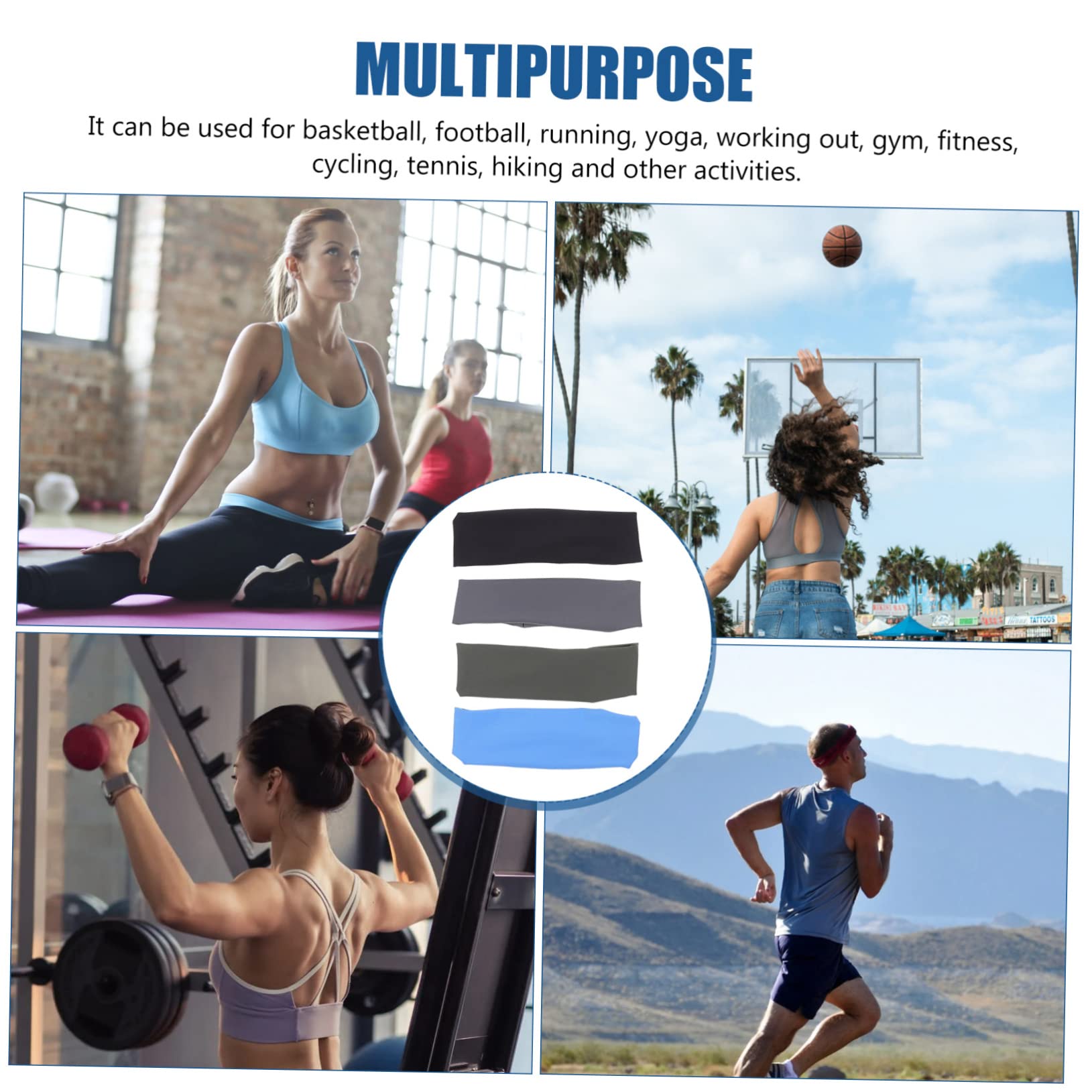 BESPORTBLE Lot de Bandeaux De Sport Unisexes Élastiques Accessoires De Fitness Respirants pour Running Yoga Musculation Et Activités Extérieures