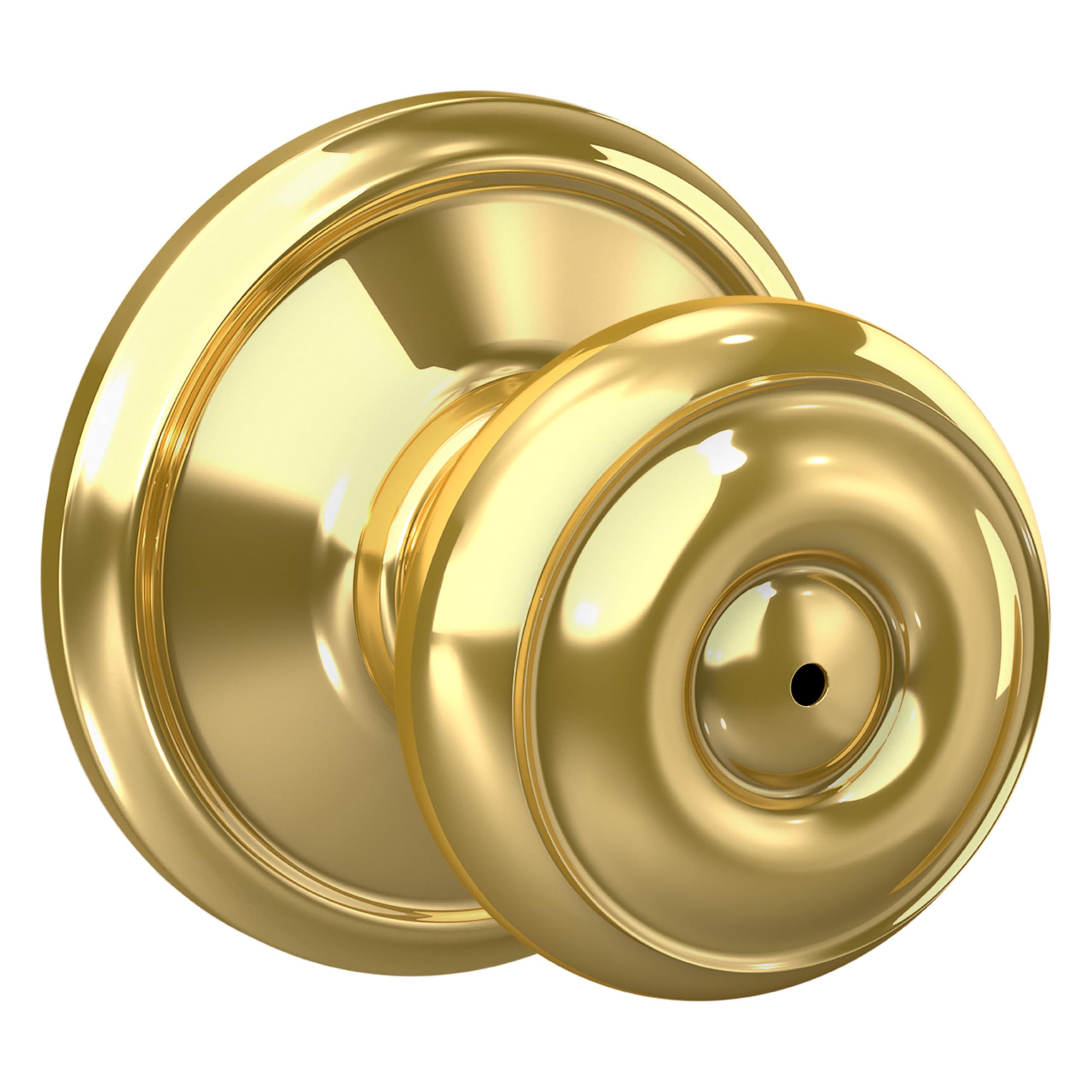 Schlage Georgian Bed/Bath Privacy Door Knob with Lock, Bright Brass