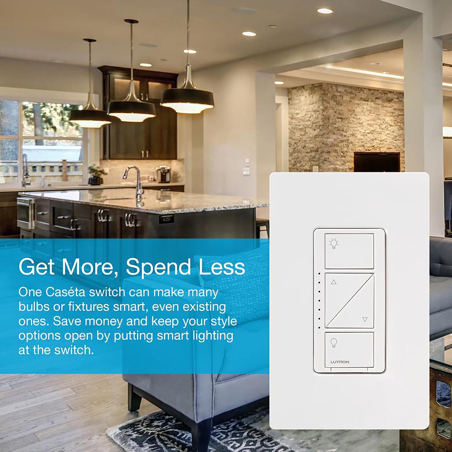 Lutron Caseta Smart Lighting Dimmer Switch and Remote Kit | P-PKG1W-WH | White