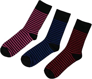 Men’s Crew Socks – Thin Striped Design, Soft Cotton Blend, 3 Pairs Pack – Breathable & Lightweight for All-Day Comfort, US Size 6–12