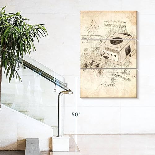 Miniatura 8 de ElephantStock - Arte de pared de cubo de Nintendo Game - Lienzo vertical de varios paneles - Decoración de pared de sala de estar de 3 piezas - Arte