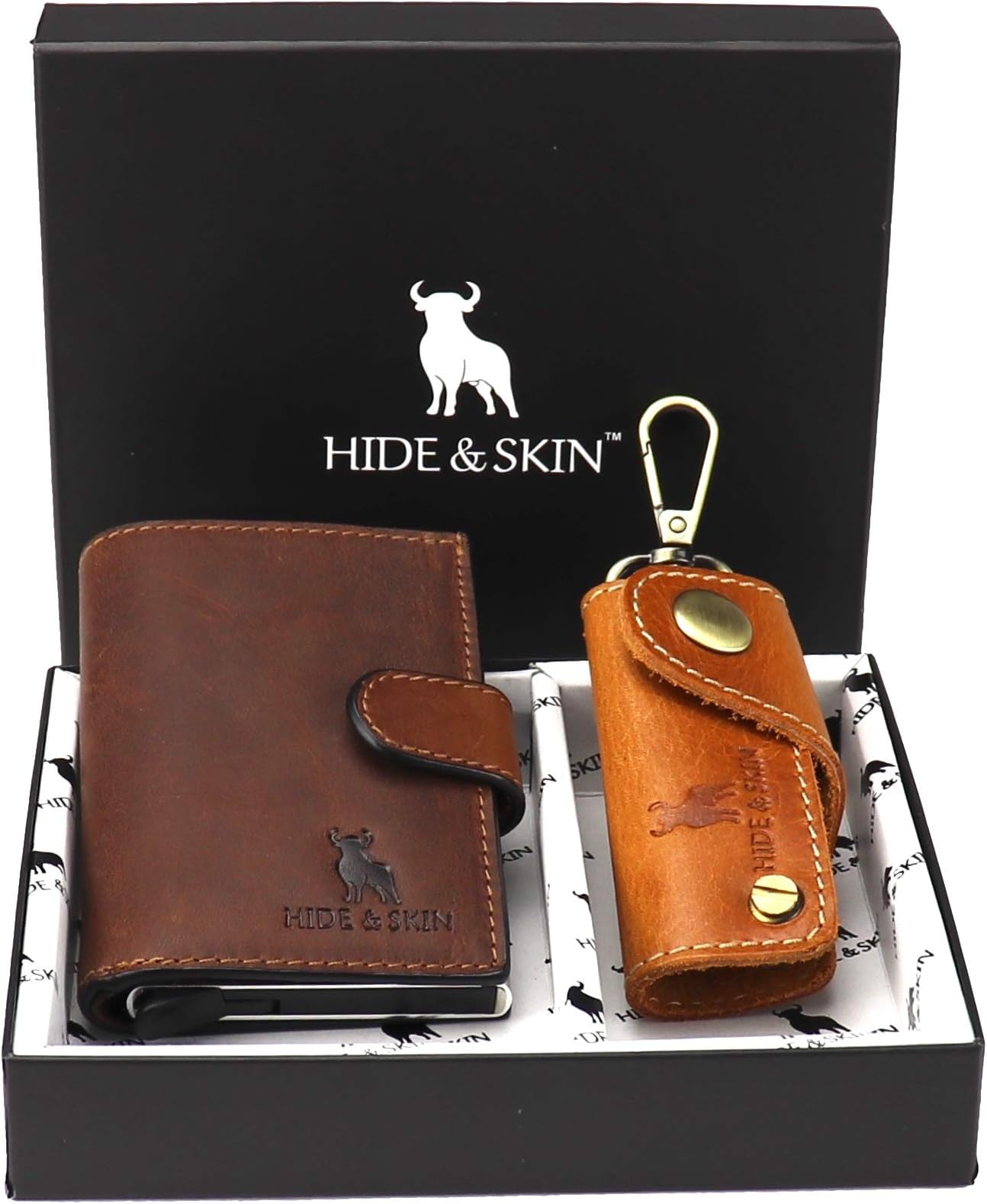 HIDE & SKINMagma Brown Genuine Leather Unisex RFID Card Holder Brown