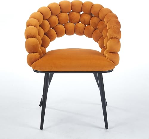 Miniatura 7 de Silla moderna naranja (juego de 2)  patas de tubo dorado, cojines suaves y respaldo cómodo  comedor, sala de estar, cafetería, peluquería