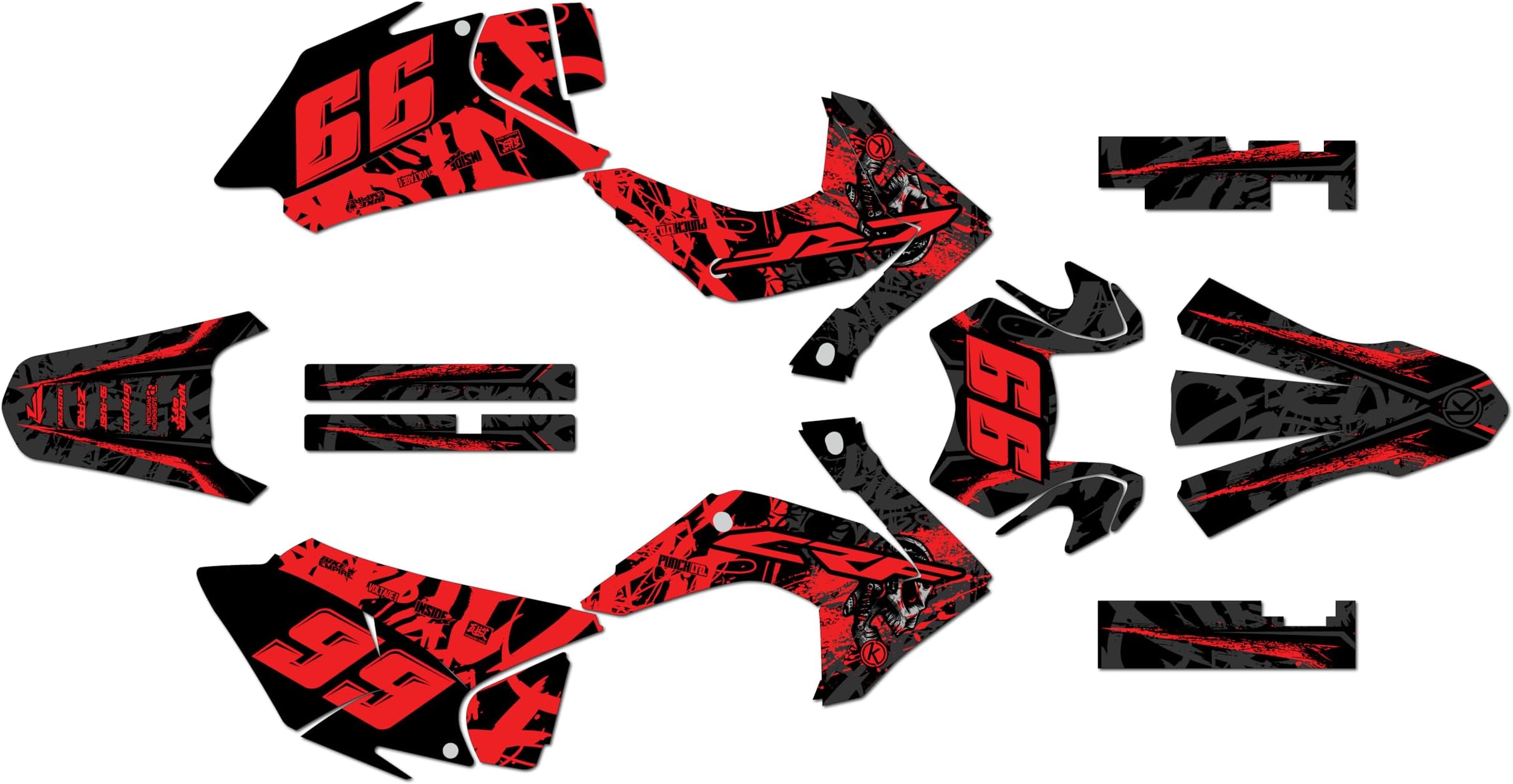 Graphics Kit for Honda CRF150F / CRF230F (2015-2020) REVOLT Series Red 09 Mil - Dirt pit bike motorcycle stickers, dirtbike racing automotive decal motocross accessories no-plastics