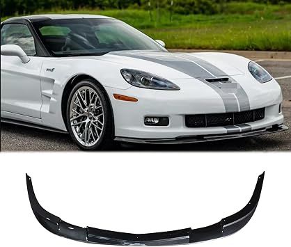 Front Lip for Chevy Corvette C6 Z06 2005 2006 2007 2008 2009 2010 2011 2012 2013 | Grand Sport ABS Carbon Fiber Style Painted Front Bumper Lip Splitters 3PCS