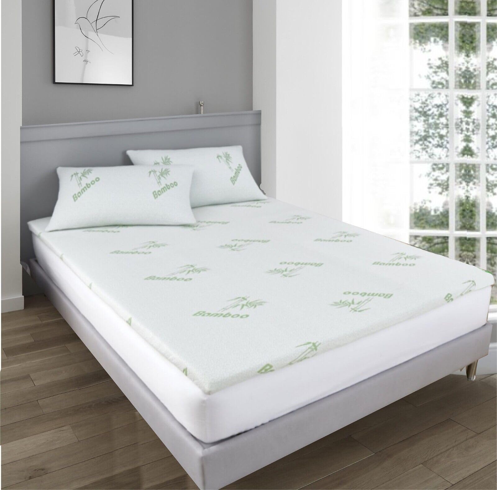 White Bamboo Memory Foam Mattress Topper 2.5Cm (Super King)