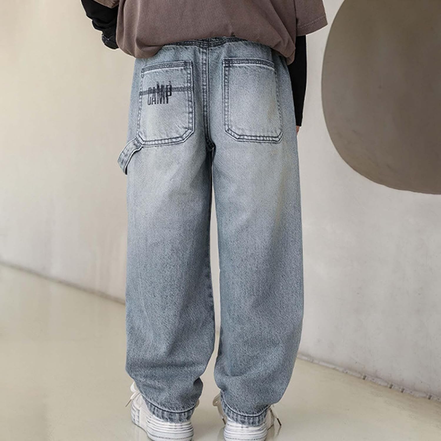 Kids Jeans Boys Stretch Fit Elastic Waist Pull On Relaxed Kids Joggers Active Athletic Youth Outdoor Soft Teenage Streetwear