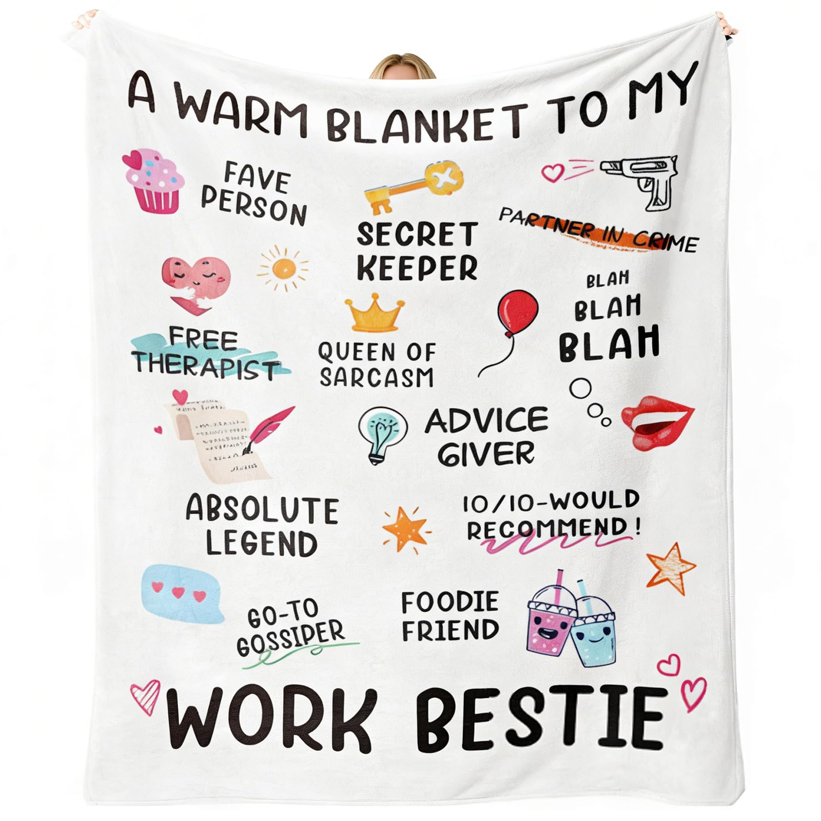 Bestie Gifts for Women, Galentines Gifts, Blanket for Best Friend Birthday, Thank You Retirement New Job Present for Colleagues, Birthday for Work Besties Blanket 130x150cm/60x50 Inches
