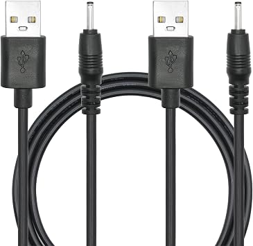 2Pcs USB to DC 2.5mm x 0.7mm Power Cord, 3FT USB 2.0 A Male to DC 2.5mm x 0.7mm Male Plug 5V 3A Power Charging Cable, for Lights, Fans, Speaker and More Black