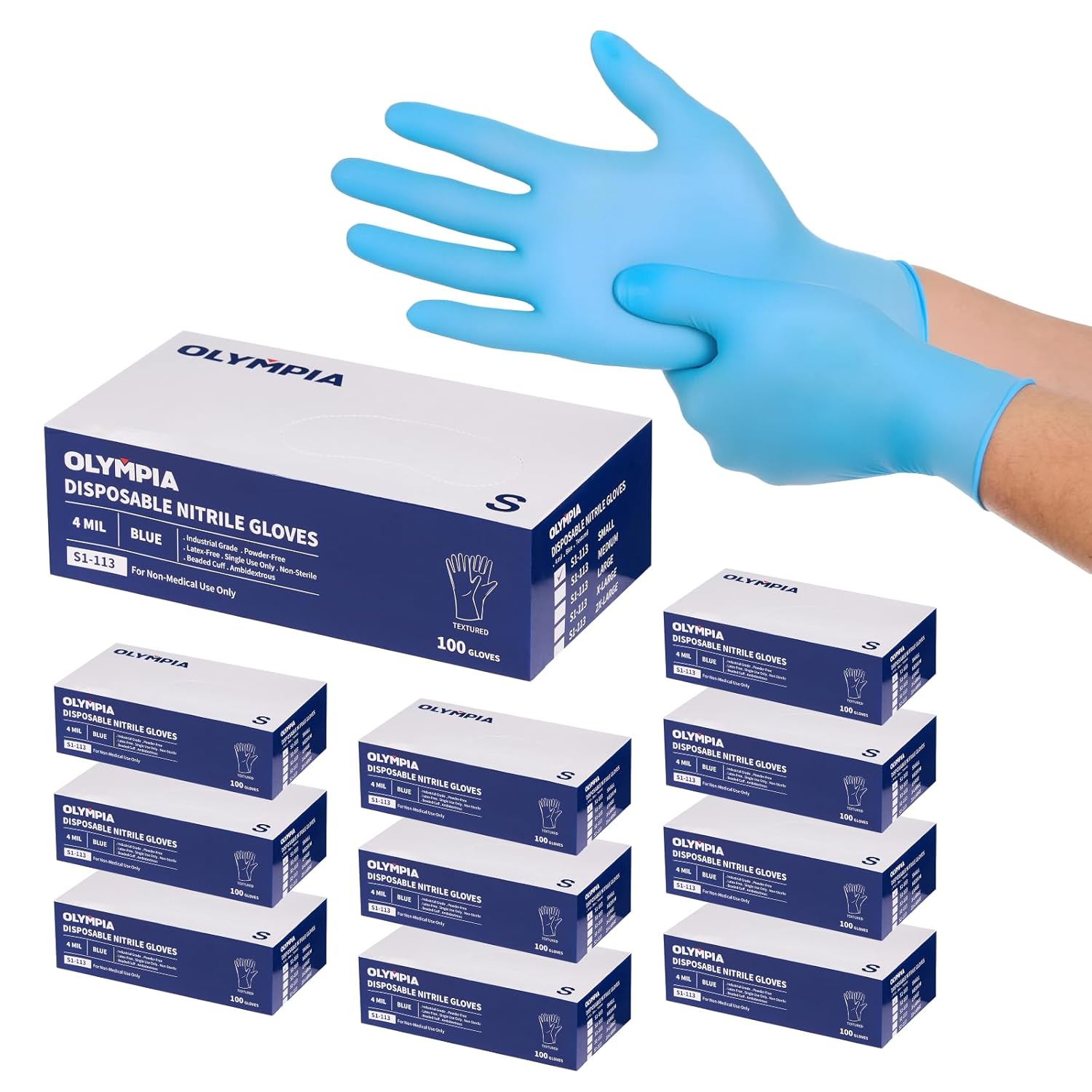 NORTHSKY Disposable Nitrile Gloves, 4 mil, Grain, Blue (1000 Count, XXL)
