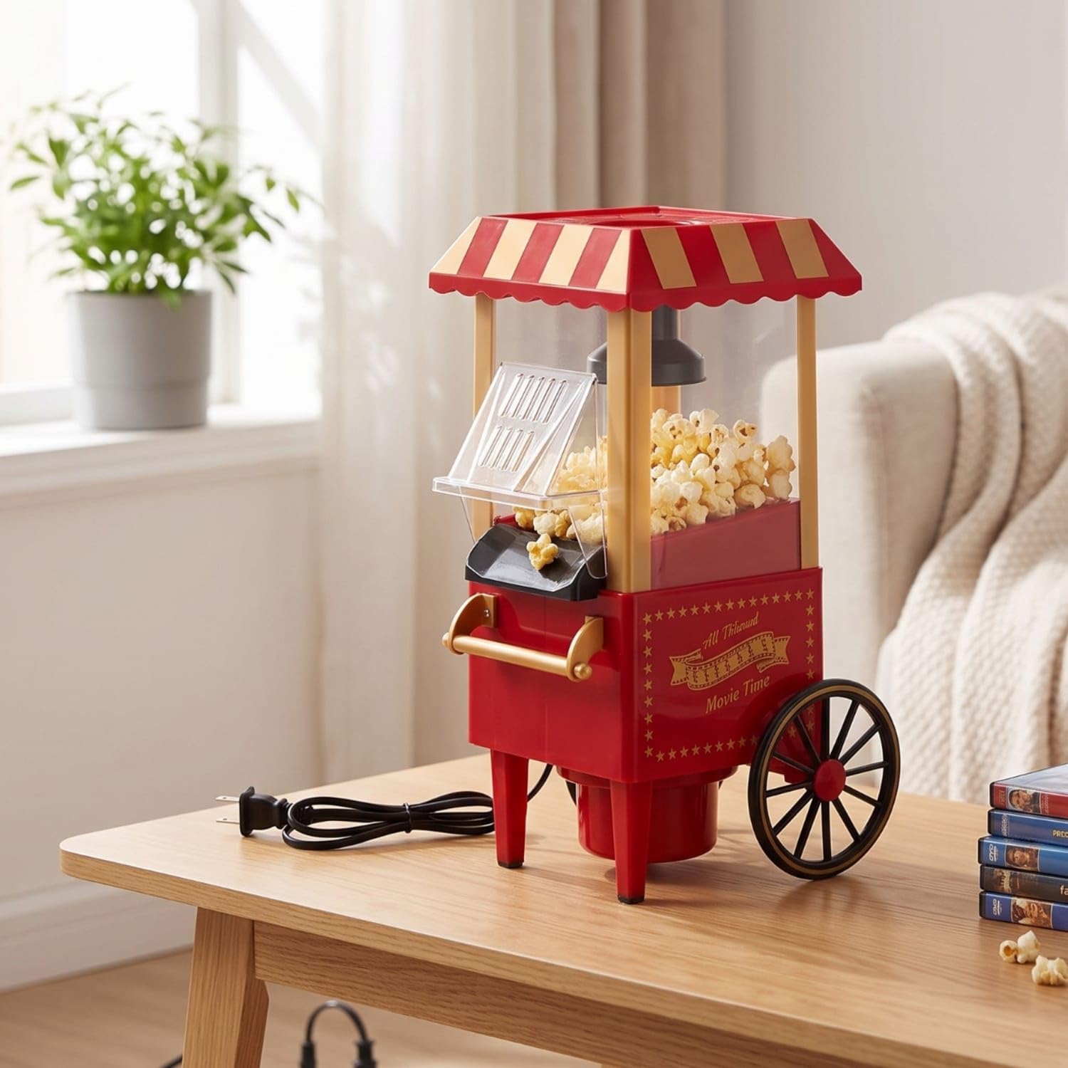 Compact Electric Popcorn Maker Space-Saving Popcorn Mak | Compact Electric Popcorn Maker Space-Saving with Clear Cover for Movie Nights Home Parties Sky Blue Us Plug-image-49