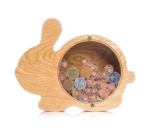 Miniatura 6 de Personalized coin bank RABBIT lover gift Easter bunny Wooden piggy bank for boys girls kids Wood baby money box Tip jar