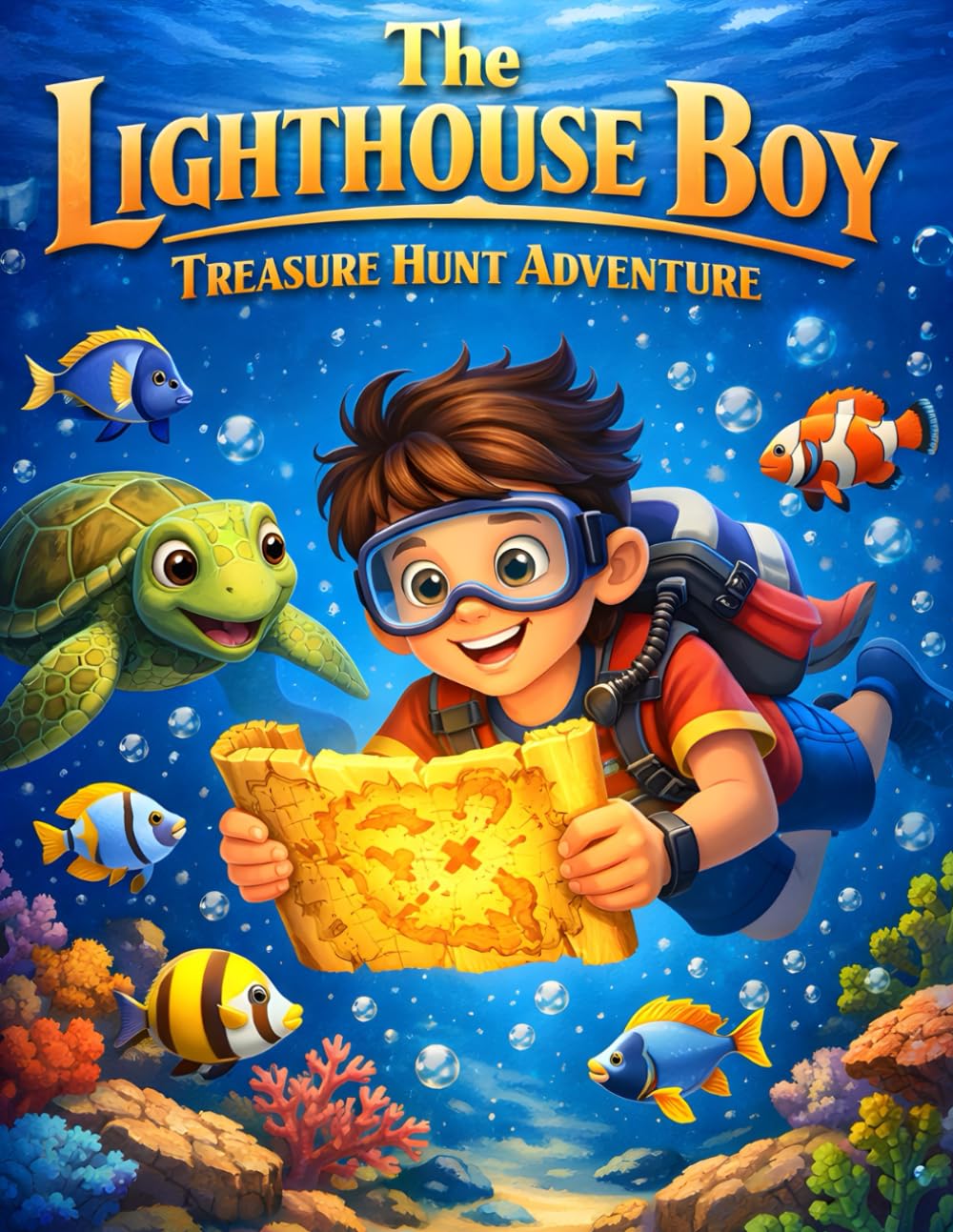 The Lighthouse Boy: Treasure Hunt Adventure: Ocean Animals Coloring Book for Kids Ages 4-8 | Fun Underwater Journey with 50 Sea Creatures, Mermaids, Pirates, and a Hidden Treasure Map