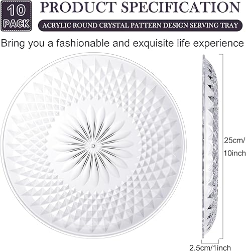 Miniatura 2 de Fumete 10 platos redondos de plástico transparente de 10 pulgadas, platos de flan de cristal acrílico para fiestas, alimentos, pasteles, galletas,