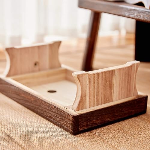 Miniatura 3 de Jweemax Taburete bajo plegable de madera, estilo japonés, portátil, muebles tradicionales, taburete para el hogar, tapete Tatami