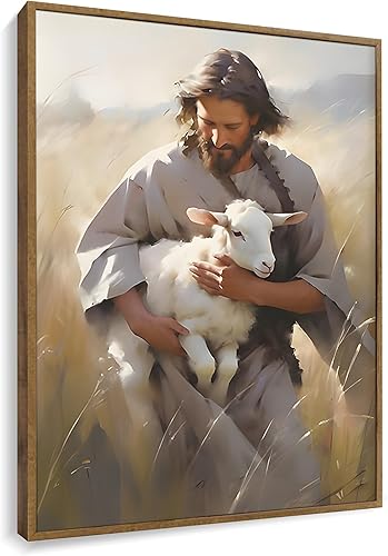 TRUPYJX - Arte de pared de Jesús y cordero Jesús abraza al cordero perdido, pintura de historias bíblicas cristianas, impresiones en lienzo