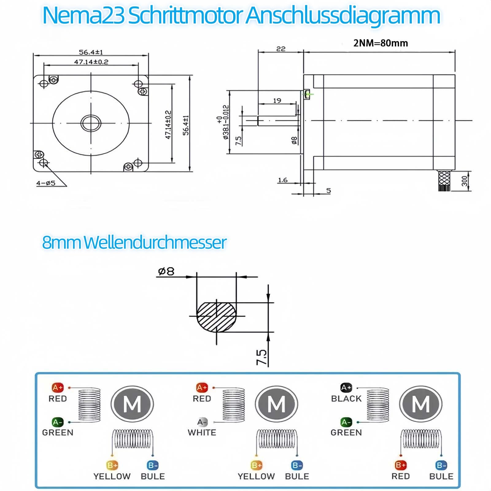Kit CNC a 1 asse Nema 23 57 mm motore passo-passo 3 Nm 425 once in albero da 8 mm albero 3 A 2 fasi 4 filo 1,8 stepper ad angolo e DM556 driver motore passo-passo per robot fresatrice tornitura