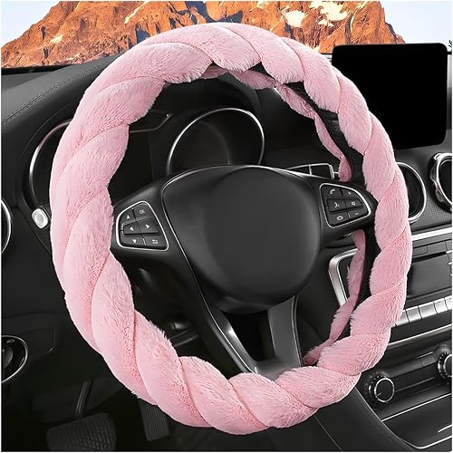 Rdxcv Fluffy Car Steering Wheel Cover, 15 Inch Soft Warm Plu