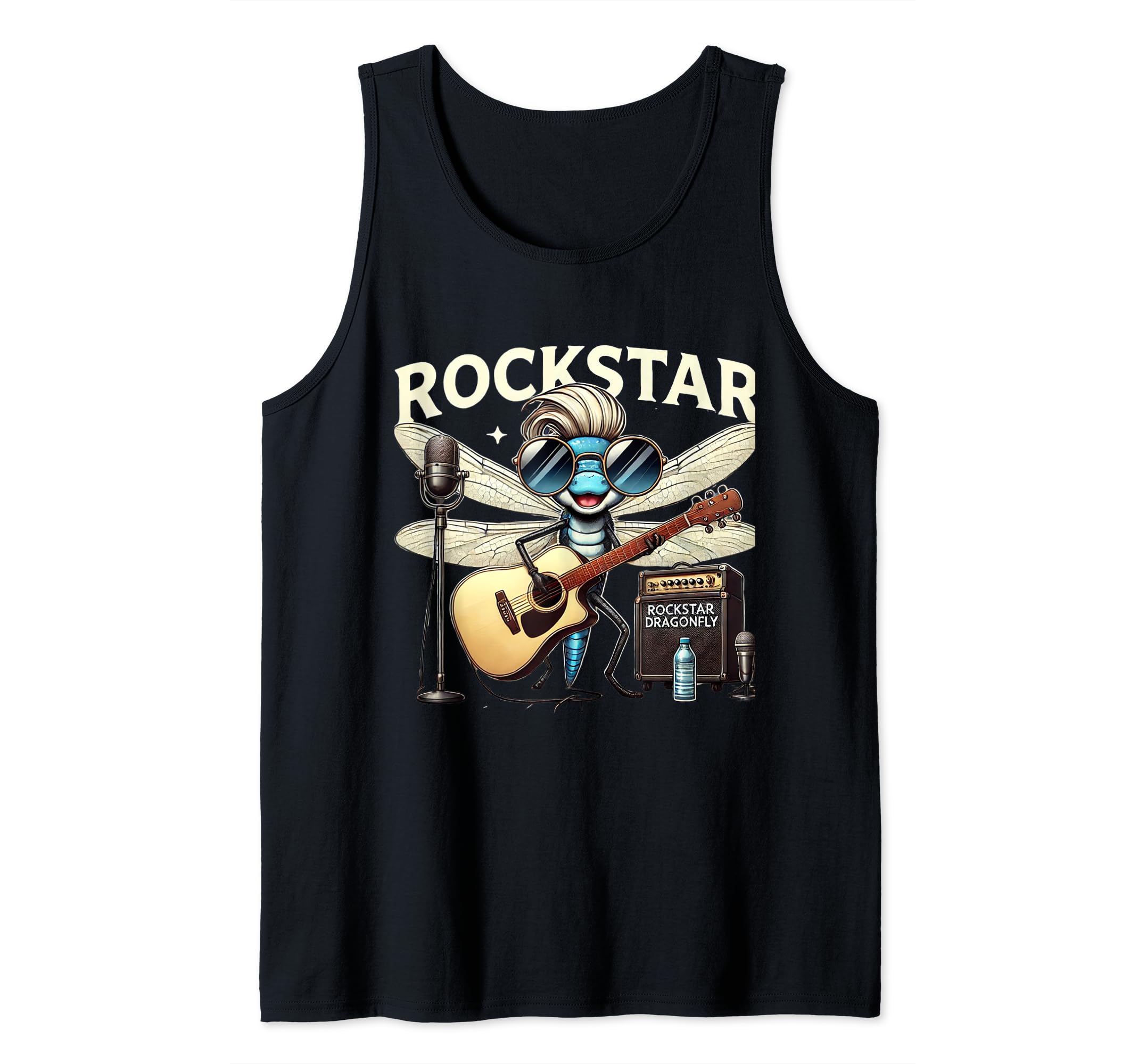 Rockstar Dragonfly: Electric Guitar Playing Fun Tank Top
