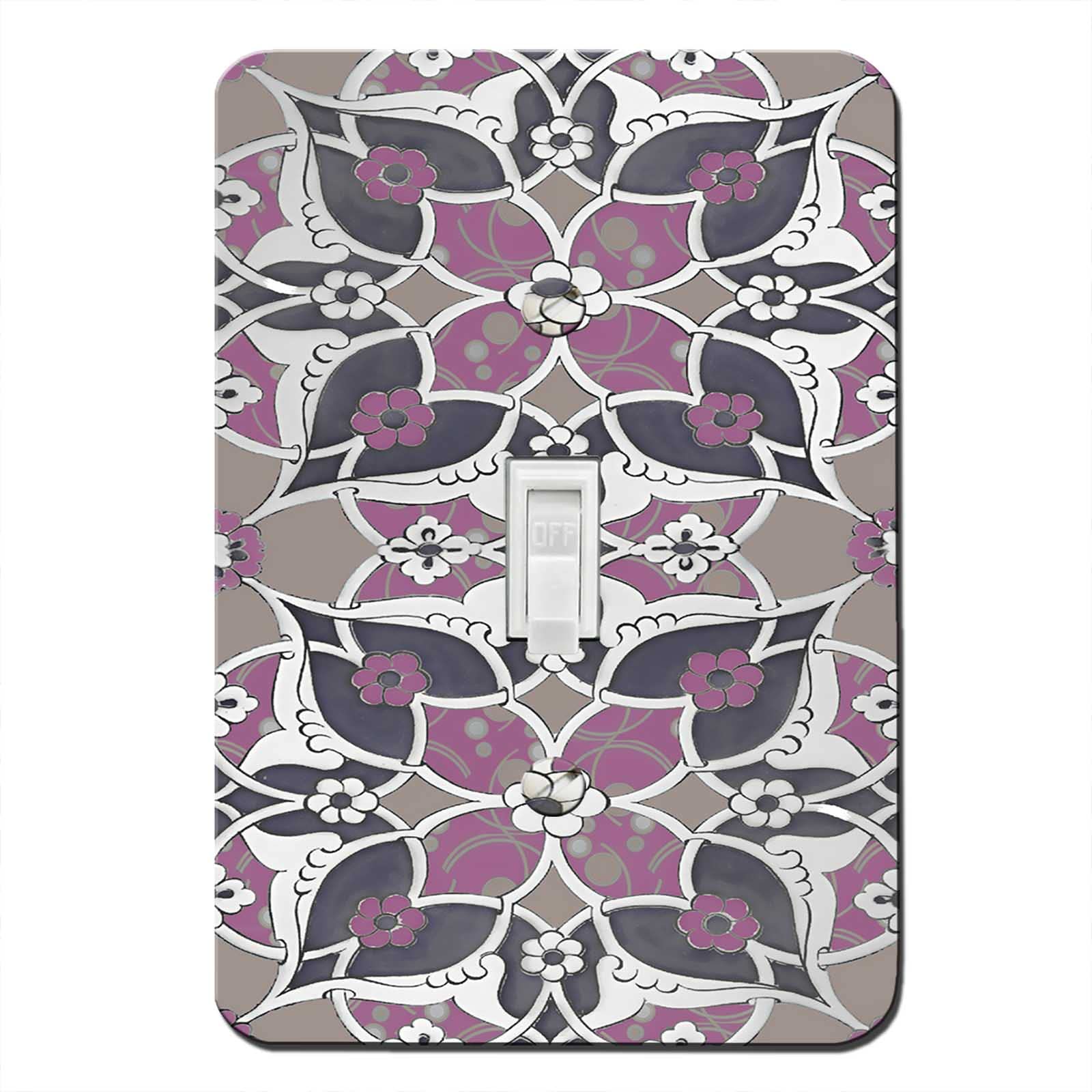 Decorative Switch Plate Covers - Single Light Switch Cover - with Colormatch Switch Plate Screws - Arabesque Lavender Design