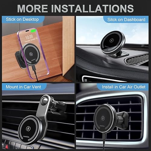 Miniatura 2 de Magsafe Cargador de montaje de coche para alineación automática Cargador inalámbrico magnético iPhone 1213141516Pro MaxPlusMiniMagsafe Case Air Vent