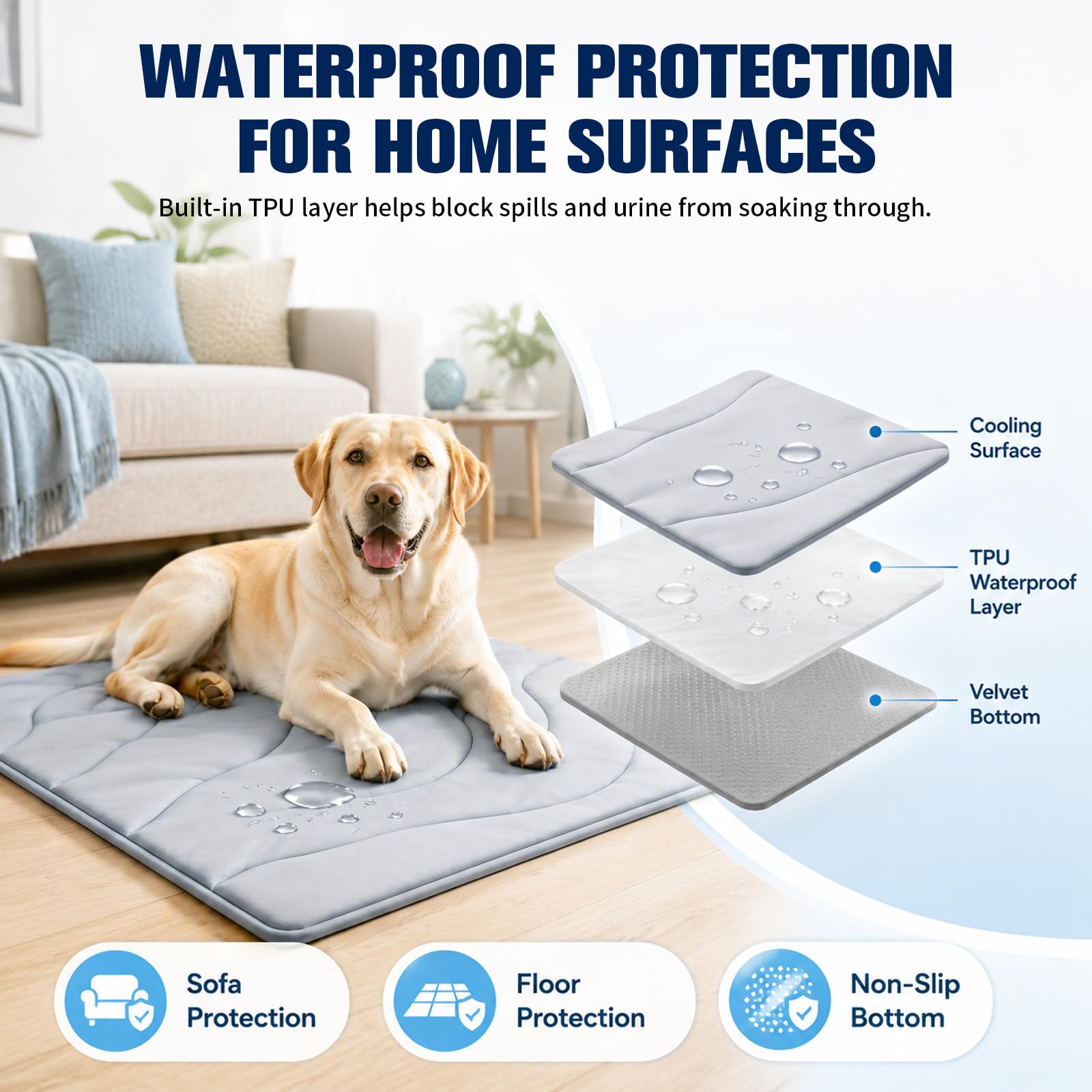 Tapis rafraîchissant d'été auto-rafraîchissant pour chiens et chats - Pour chiens et chats - Pour chiens et chats - Pour chiens et chats - Pour chiens et chats - Lavable et antidérapant - Gris clair