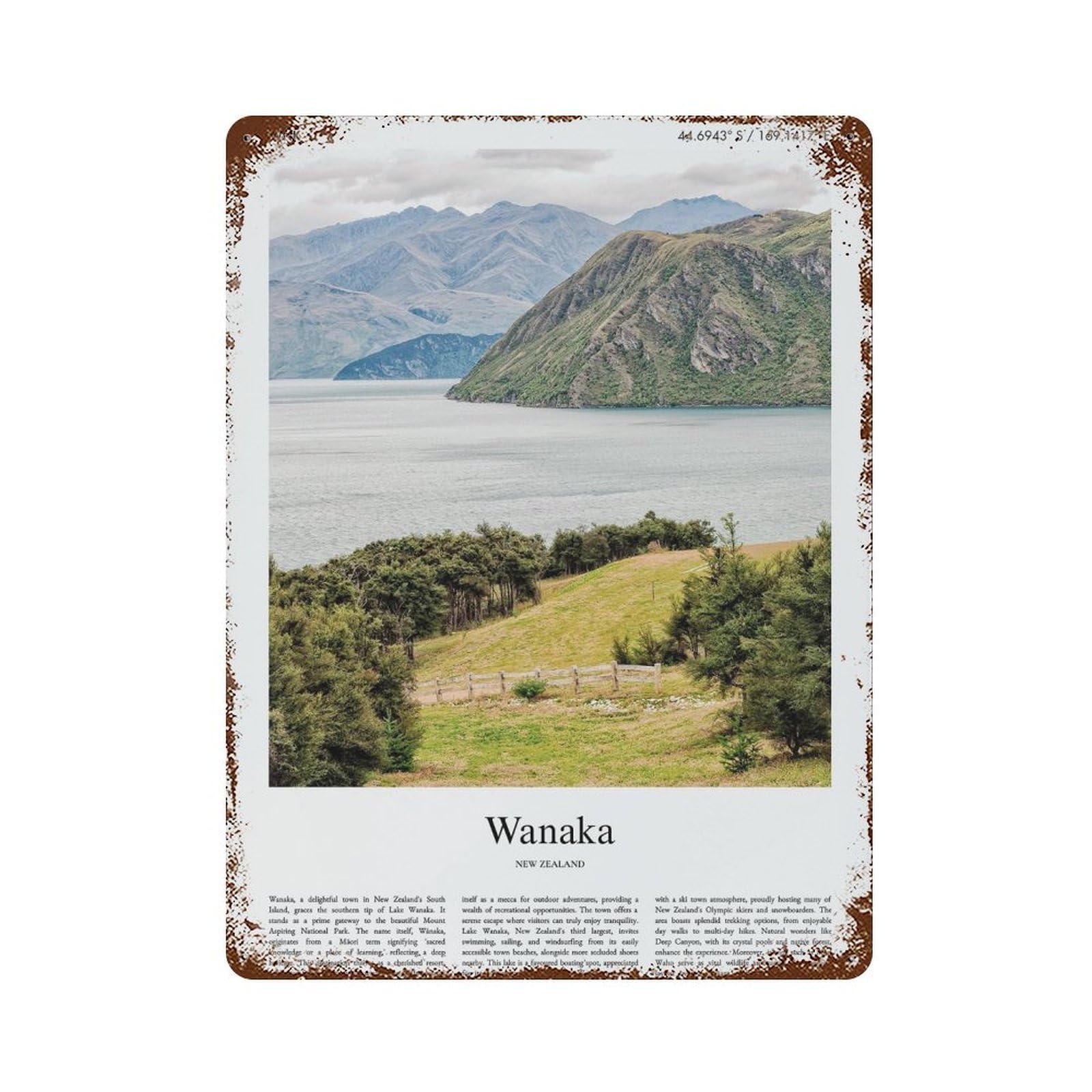 xiaoxiaoshen Wanaka New Zealand City Scenery Wall Decor Art Metal Tin Poster Modern Home Decor Art Home Bar Shop Decorations Vintage Sign 40x30cm