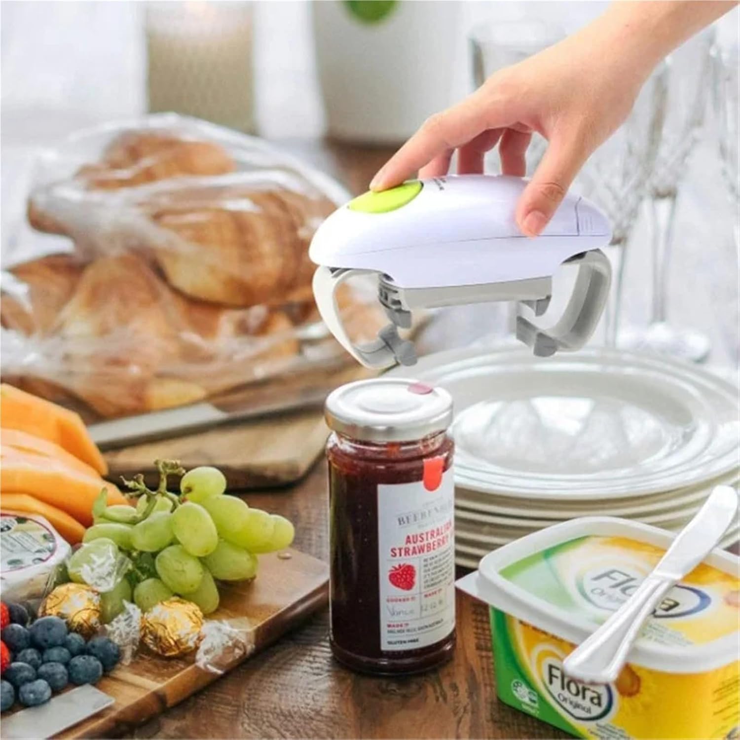 Electric Can Opener Smooth Edge Practical Automatic Jar Bottle Openers Double Ear Can Opener Kitchen Glass Can Opener