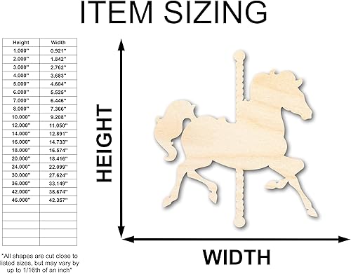 Miniatura 2 de Forma de caballo de carrusel de madera sin terminar Parque de atracciones Recorte para manualidades hasta 46 pulgadas DIY 6 pulgadas14 pulgadas