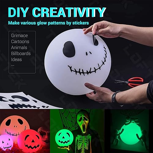 Miniatura 5 de LOFTEK Bola de luz nocturna LED, 8 pulgadas, 16 colores RGB y luz de globo regulable con control remoto (1P) + bola de luz flotante LED de 8