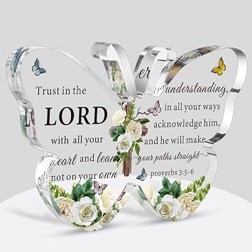 Barydat Christian Gifts Bible Verses Religious Gifts for Women Men Inspirational Scripture Butterfly Prayer Room Decor Faith Keepsake Paperweights for Mother Day Father Home Graduation Retirement