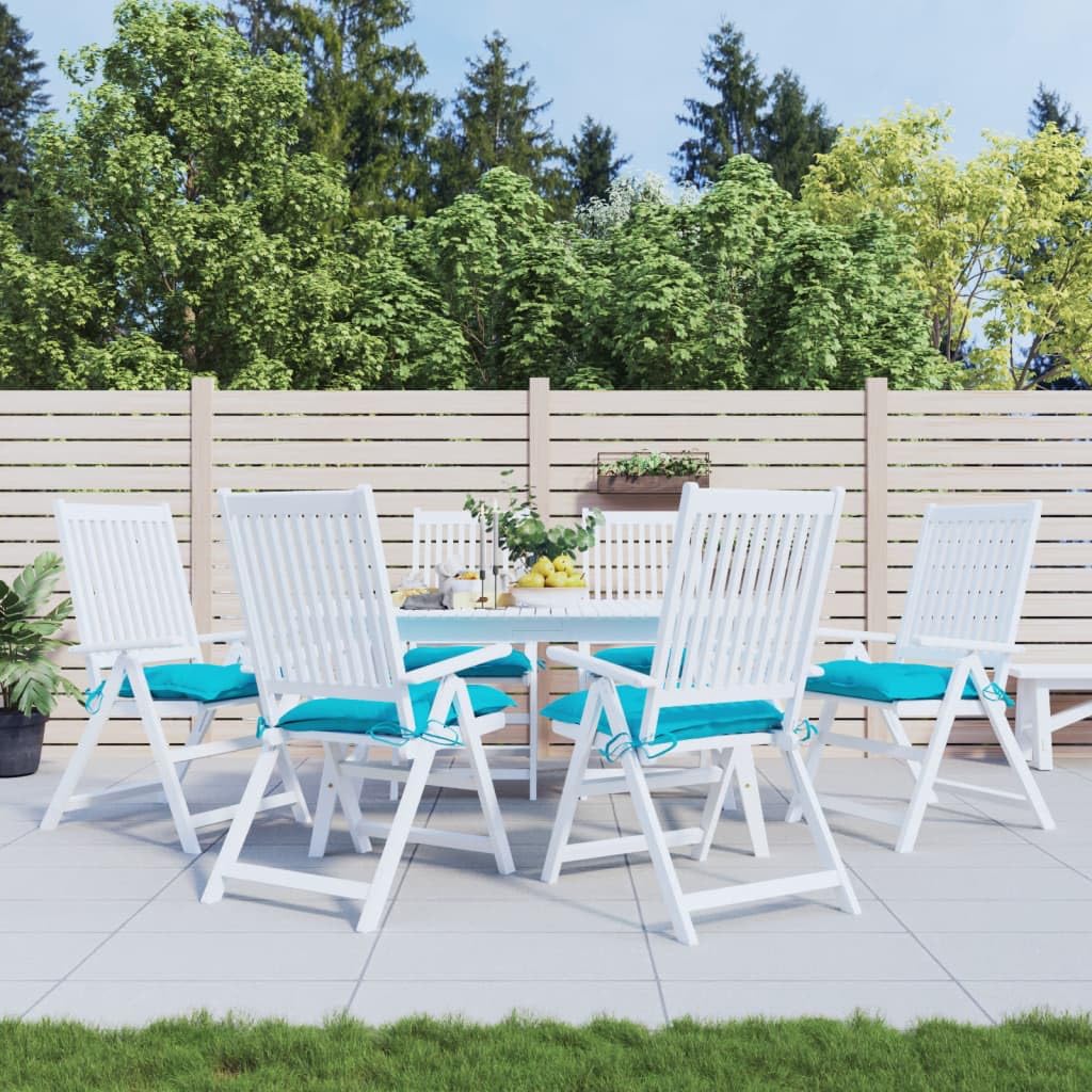 Tomostar Lot de 6 Coussins de Chaise de Jardin, Galette de Chaise Coussin d'assise Extérieur Jardin Turquoise 40x40x7 cm Tissu