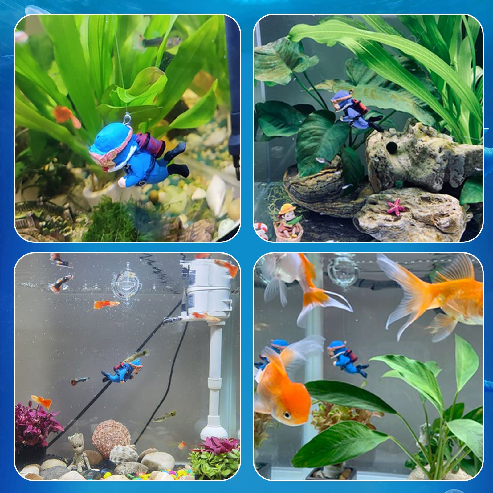 4 Schwimmende Taucher Aquarium Deko - Lustige Unterwasserwelt