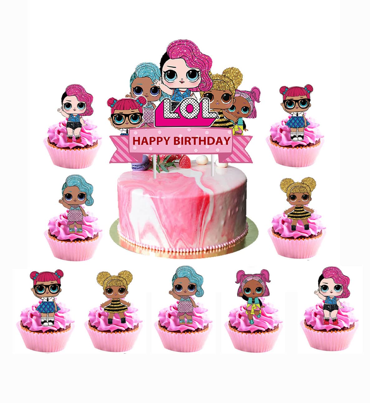 25pcs LOL Cake Toppers Cupcake Toppers Cake Decorations,LOL Birthday