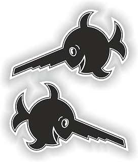 1x Military Laughing Sawfish Black 2X - Car Vinyl Waterproof Sticker - 5cm