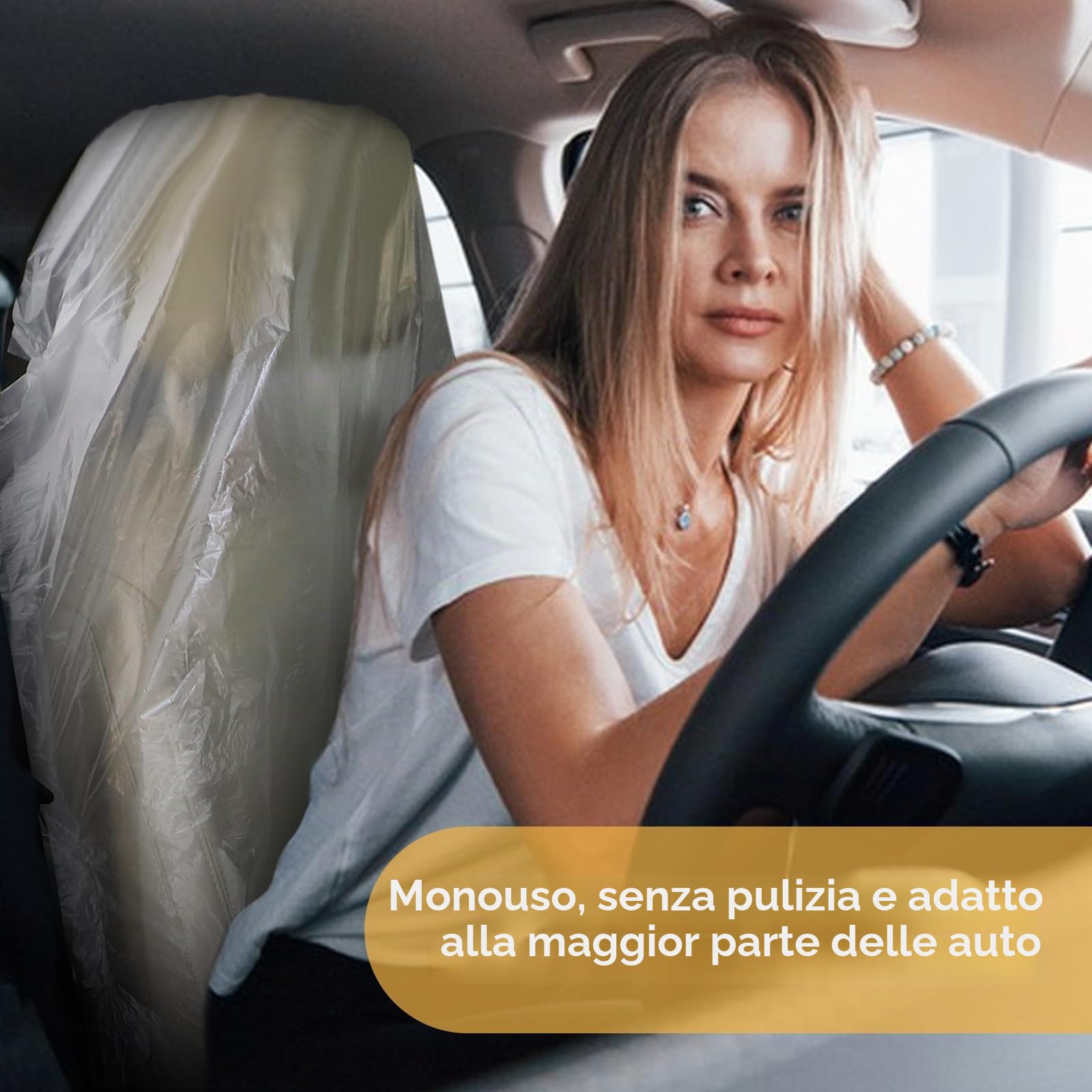 efuturetime Set di 100 Pezzi Coprisedili Auto in Plastica Trasparente Monouso, 140x80 cm, Coprisedili Auto Anteriore Universali Impermeabili e Antipolvere