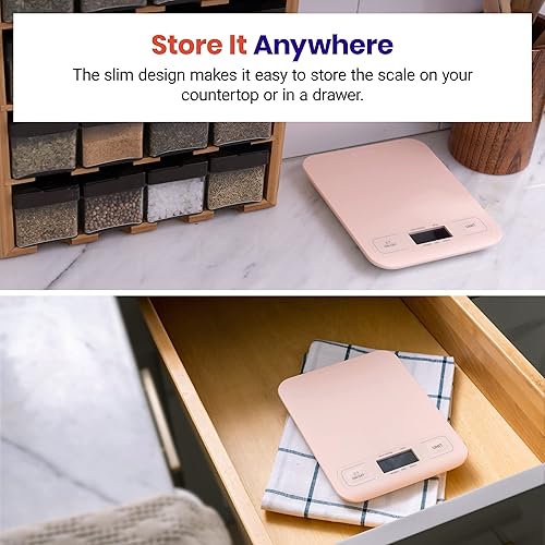 Miniatura 6 de Etekcity - Báscula digital de cocina para alimentos, mide gramos y onzas, para perder peso, repostería, cocinar, dieta keto y preparación de Rosa