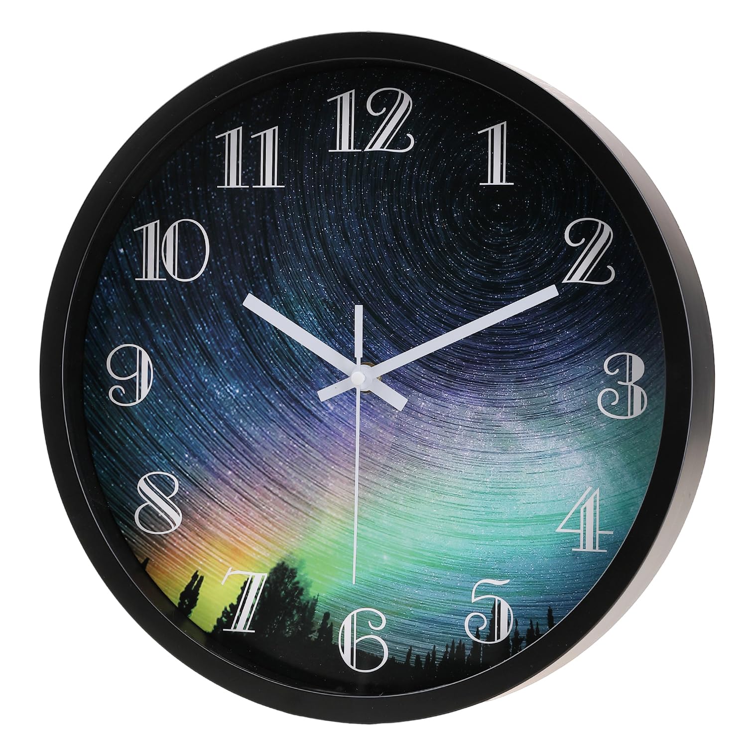 Rulart Wall Clock Modern 12 Inch Battery Operated Wall Clocks - Silent Non Ticking Colorful Analog Clock for Office, Home, Bathroom, Kitchen, Bedroom, School, Living Room(Black)