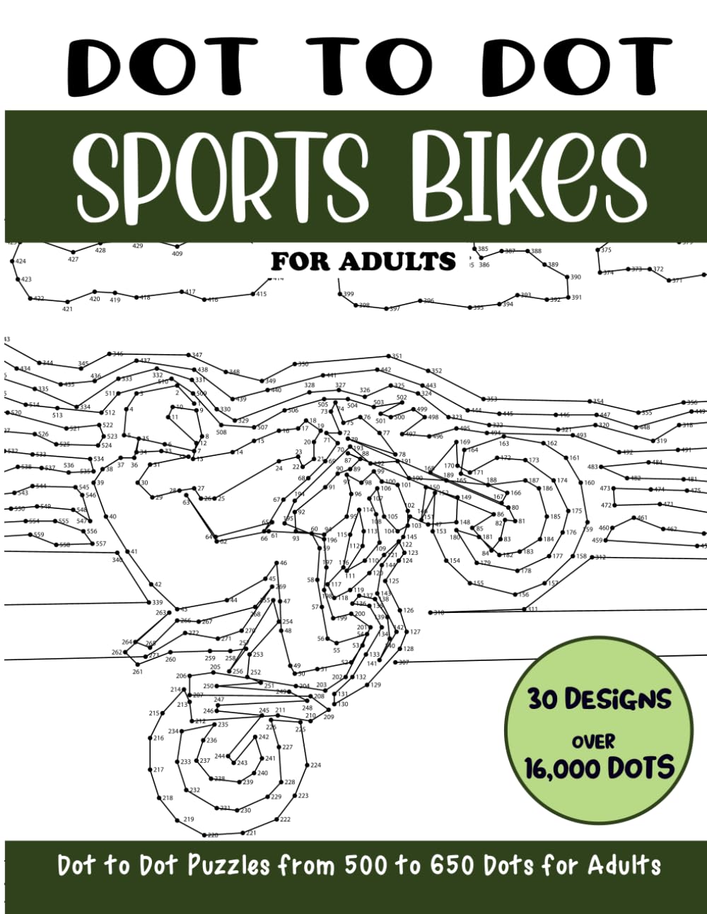 Dot to Dot Sports Bikes for Adults: Sports Bikes Connect the Dots Book for Adults (Over 16000 dots) (Dot to Dot Books for Adults)