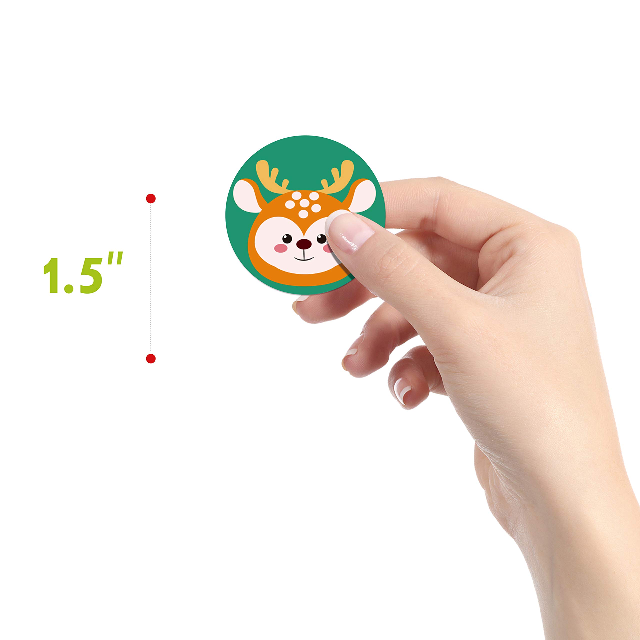 600 adorabili adesivi rotondi a tema animale, 16 design, con linea di perforazione, versione estesa (ogni adesivo misura 3.8cm di diametro