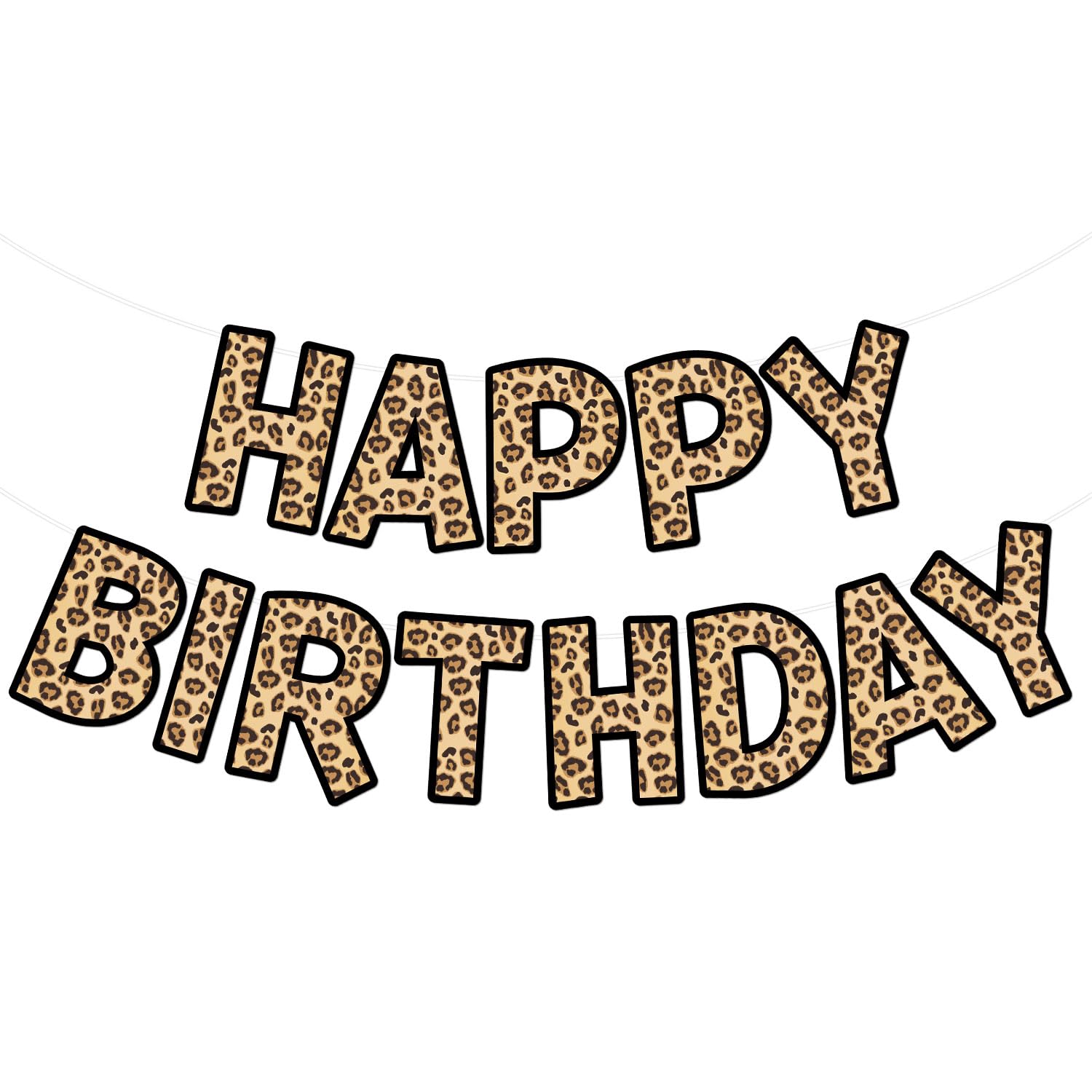 Leopard & Cheetah Birthday Banner Leopard Happy Birthday Banners Safari Animal Party Decorations for Boys Girls Women Cheetah Bday Party Decor