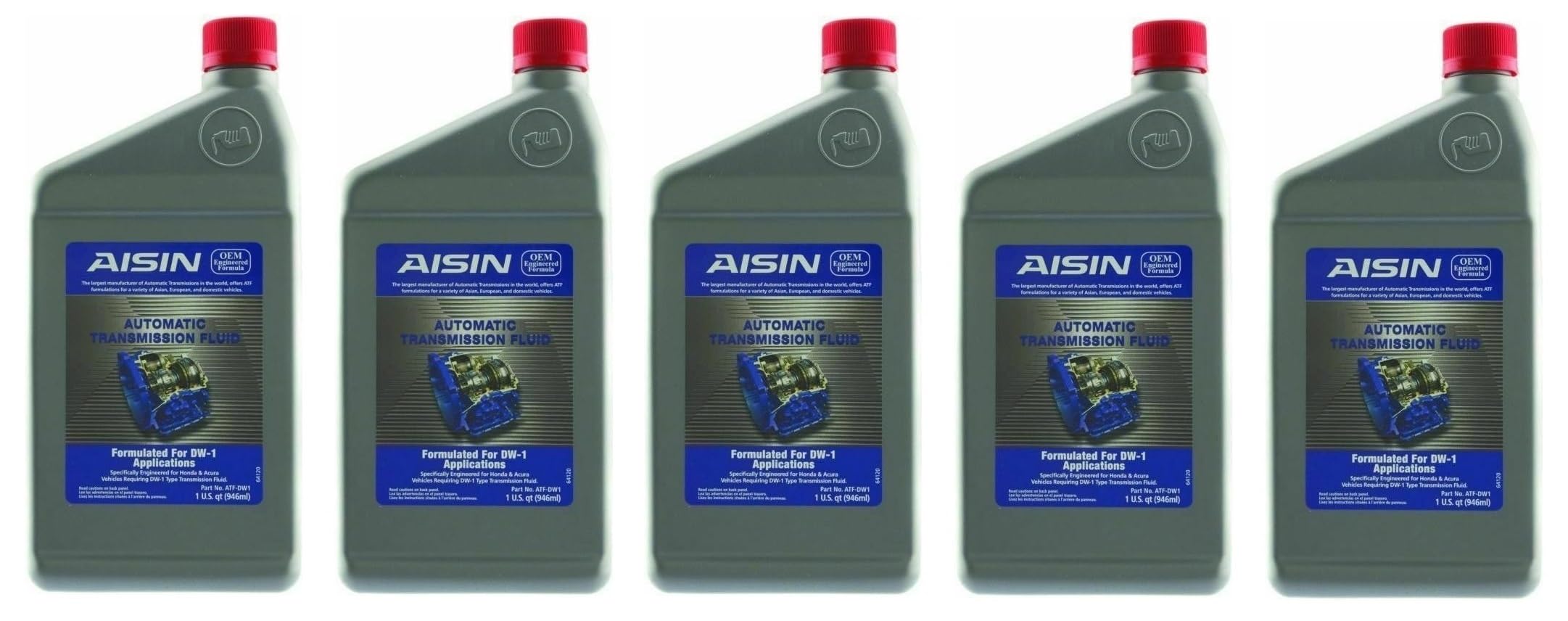 Set of 5 ATF DW-1 Automatic Transmission Fluids Aisin for Honda Acura