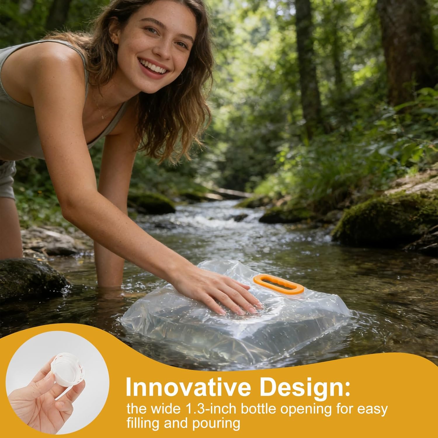 24 Pack 1.3 Gallon Collapsible Water Container, Foldable Water Storage Bag with Funnel & Stickers, Emergency Jug Plastic Storage Pouch, Freezable Carrier Tank for Outdoor Camping Sport Hiking