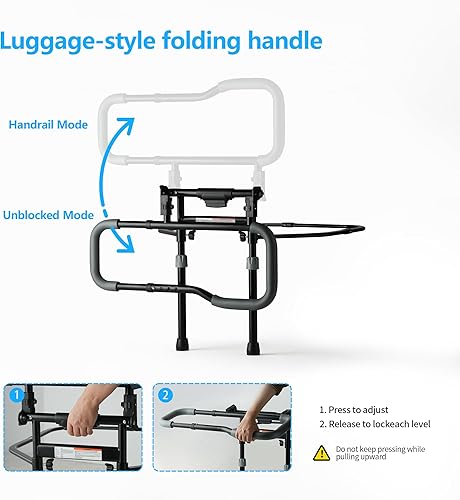 Miniatura 5 de Riel de cama ajustable para adultos mayores, mango de asistencia deslizante sin herramientas para personas mayores, se adapta a tamaño individual,